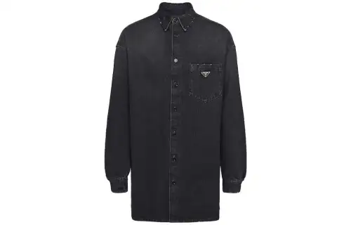 PRADA Jackets Men's Black Lapel Moderate Other
