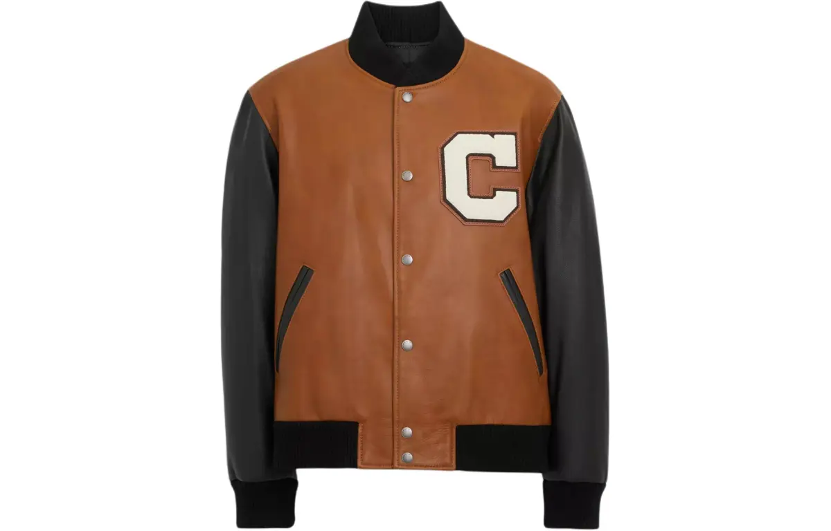 COACH Leather Varsity Jacket Jackets & Coats Men's Brown