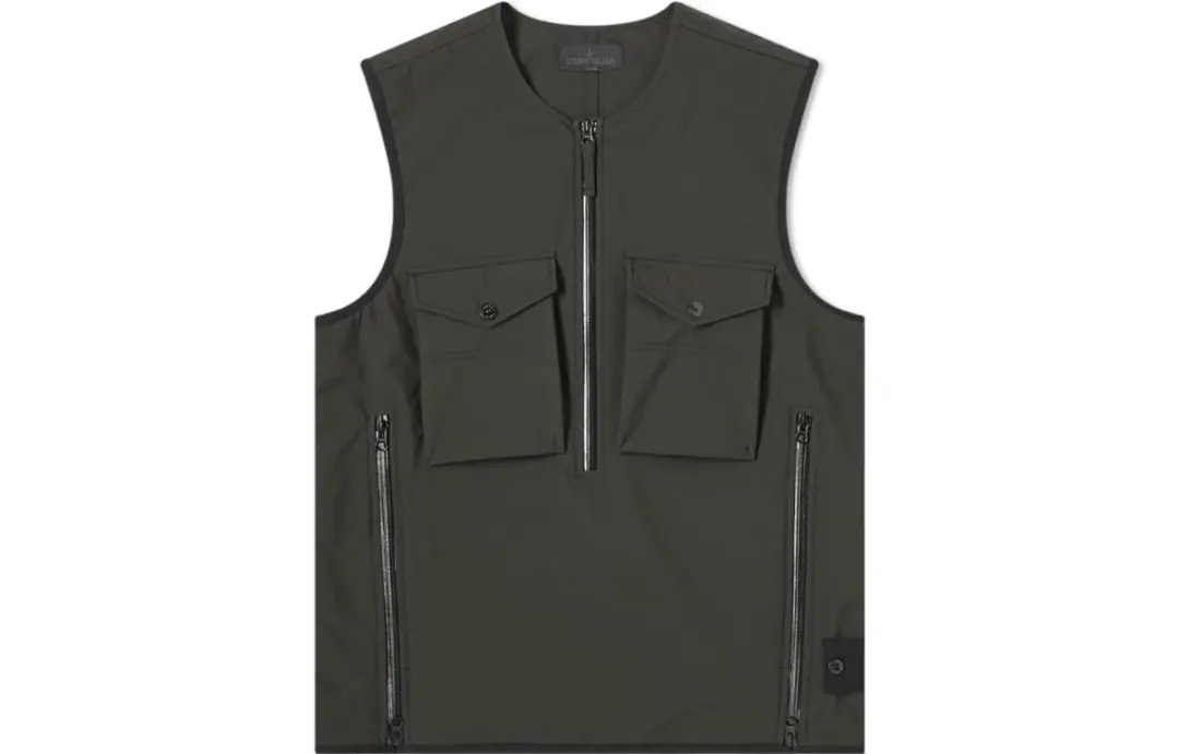 STONE ISLAND Ghost Vests Unisex Black Crew Neck Moderate Workwear