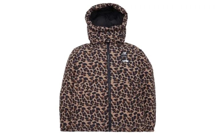 New Balance X TYAKASHA Down Jackets Unisex Leopard Print Multicolor Hooded Moderate Puffer Jacket