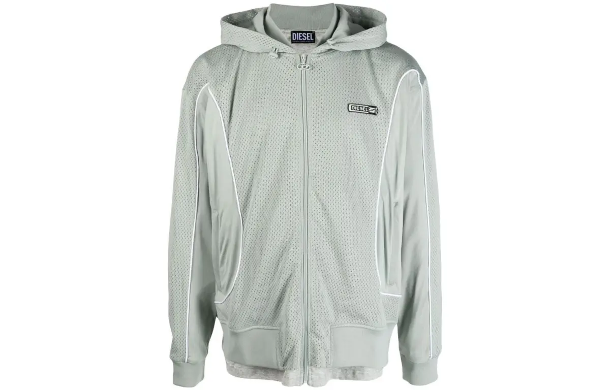 DIESEL Logo-patch Zip-up Hoodie