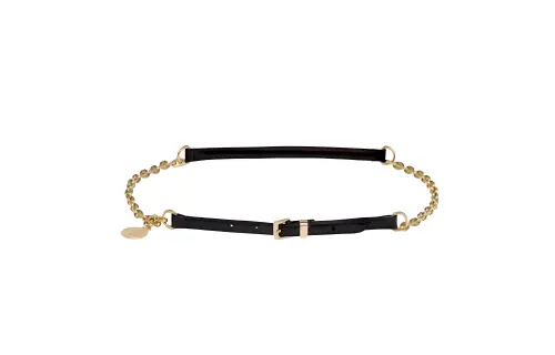 MIU MIU Badge Carving, Pin Buckle Leather, Metal Leather Belts Women's Black Width 1CM