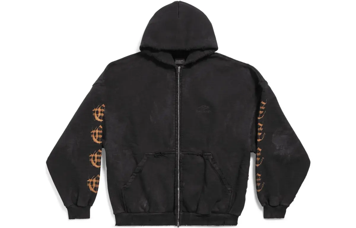 Balenciaga Heavy Metal Outerwear Zip Up Oversized Hoodie