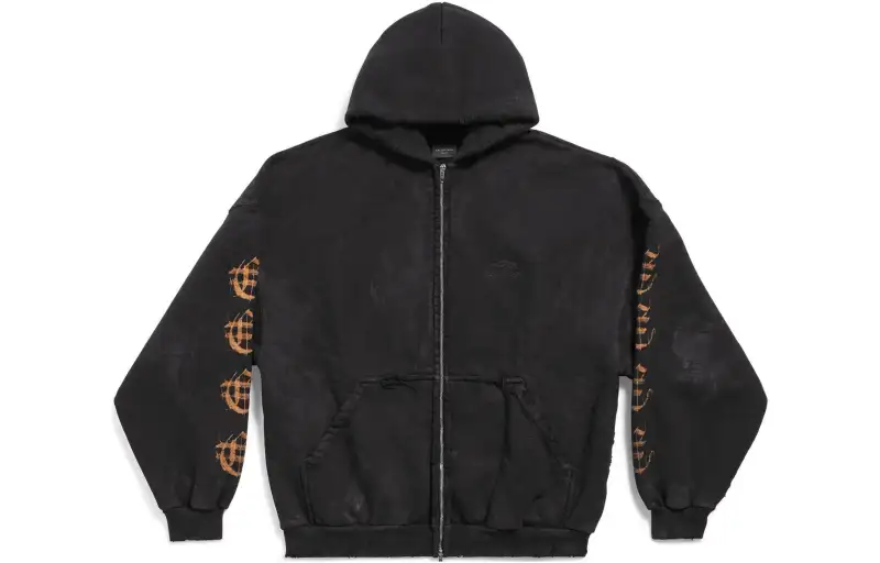 Balenciaga Heavy Metal Outerwear Zip Up Oversized Hoodie