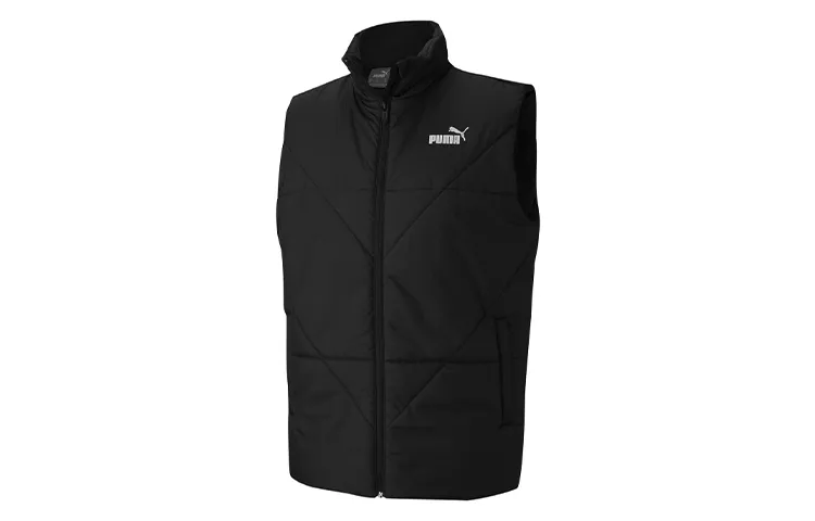 PUMA ESS Vests Men's Black Stand Collar Moderate Other