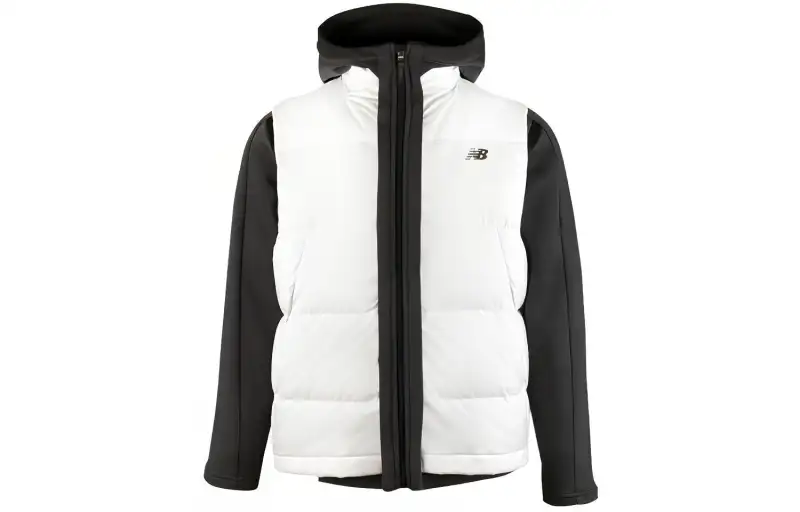 New Balance Down Vests Men's Black/White Hooded Non Detachable Thickened Other