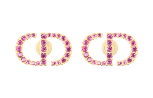 DIOR Metal Stud Earrings Women's Purple
