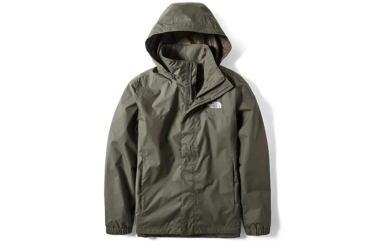 THE NORTH FACE Windbreaker Jackets Men's Green Hooded Moderate