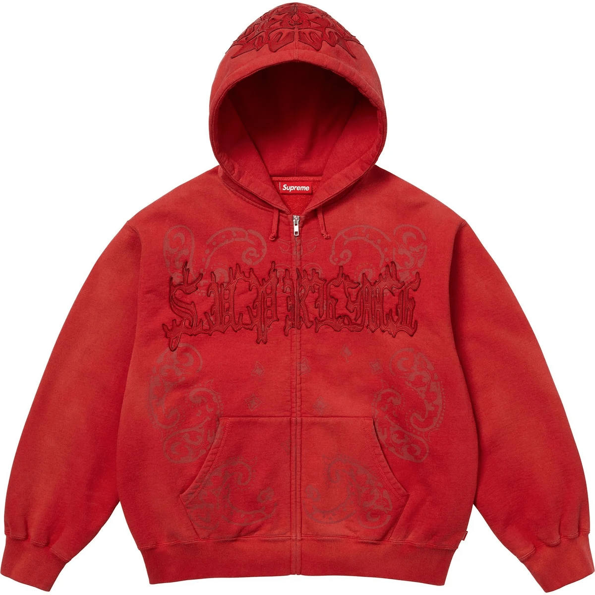 Худи Supreme SS25 Leather Applique Hooded (серое)