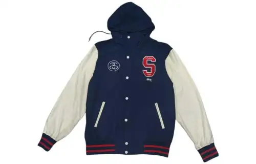 Stussy Jackets Men's Dark Blue Baseball Collar Moderate Other