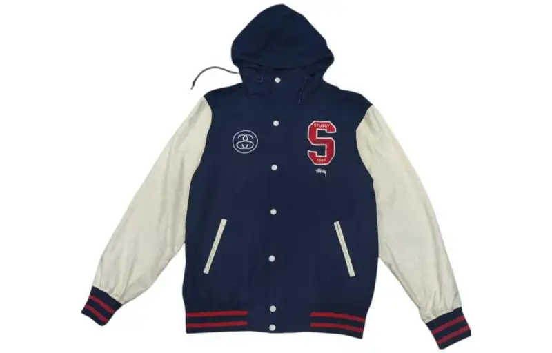 Stussy Jackets Men's Dark Blue Baseball Collar Moderate Other