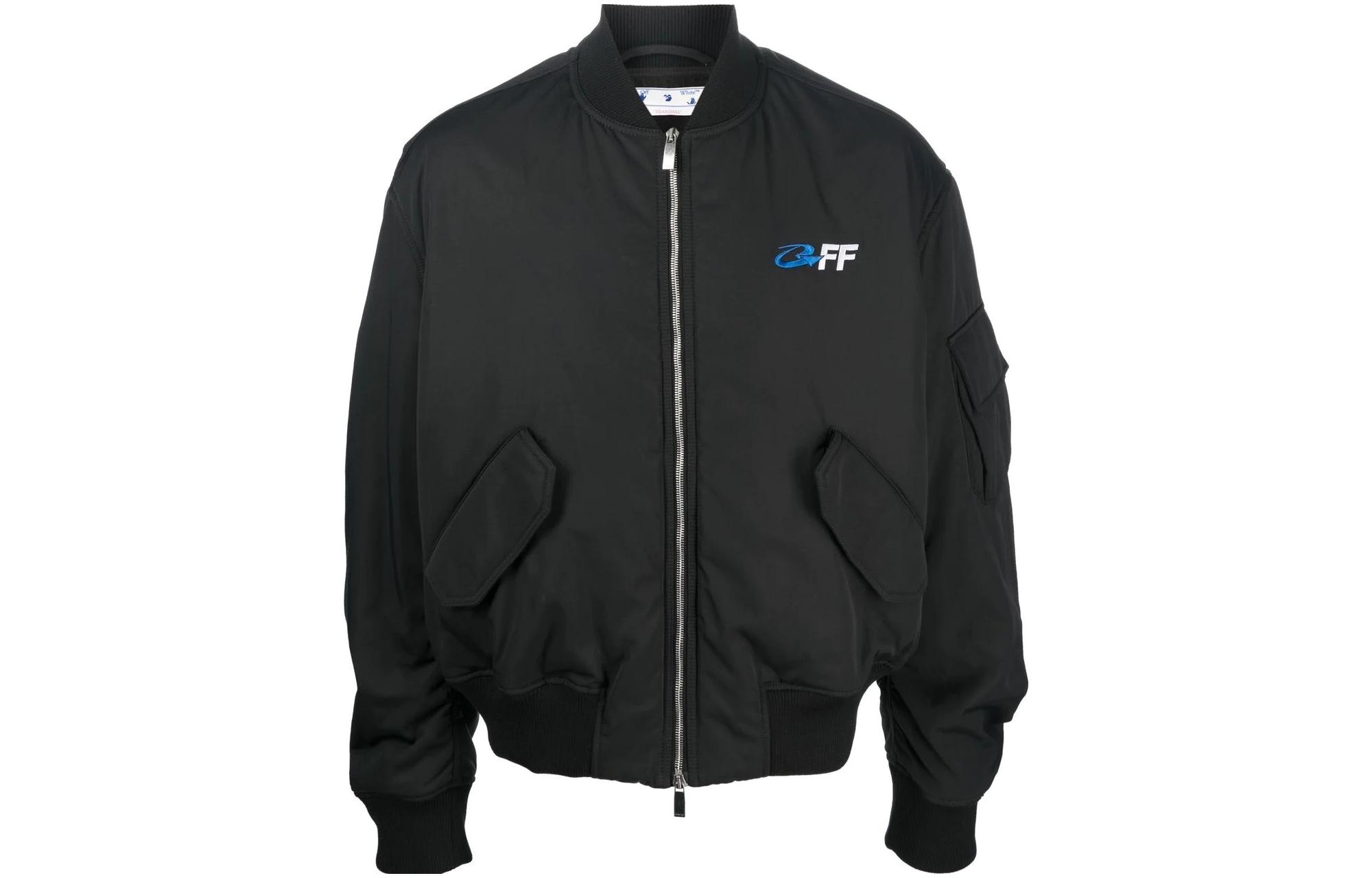 OFF WHITE Jackets Men's Black Stand Collar Moderate Other