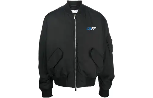 OFF WHITE Jackets Men's Black Stand Collar Moderate Other