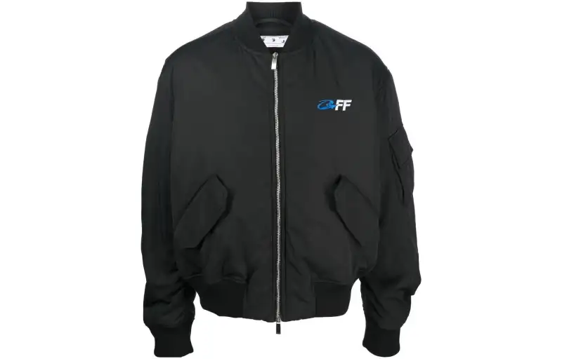 OFF WHITE Jackets Men's Black Stand Collar Moderate Other