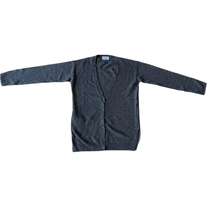 PRADA Sweaters Men's Gray V Neck Moderate Cardigan