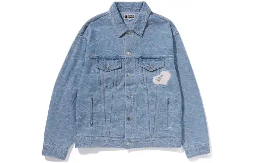 A BATHING APE Denim Jackets Men's Blue Lapel Moderate Other