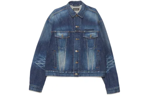 Balenciaga Denim Jackets Men's Lapel Moderate Straight Fit