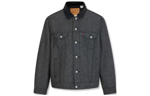 Levis Denim Jackets Men's Dark Gray Lapel Moderate Other