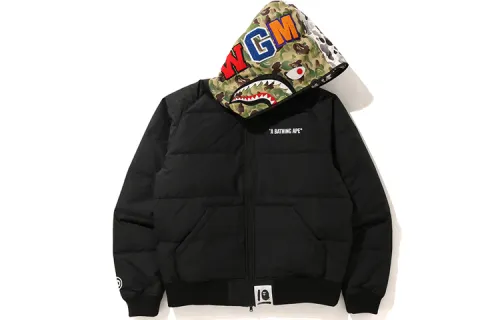 A BATHING APE Shark Series Down Jacket Men's Black