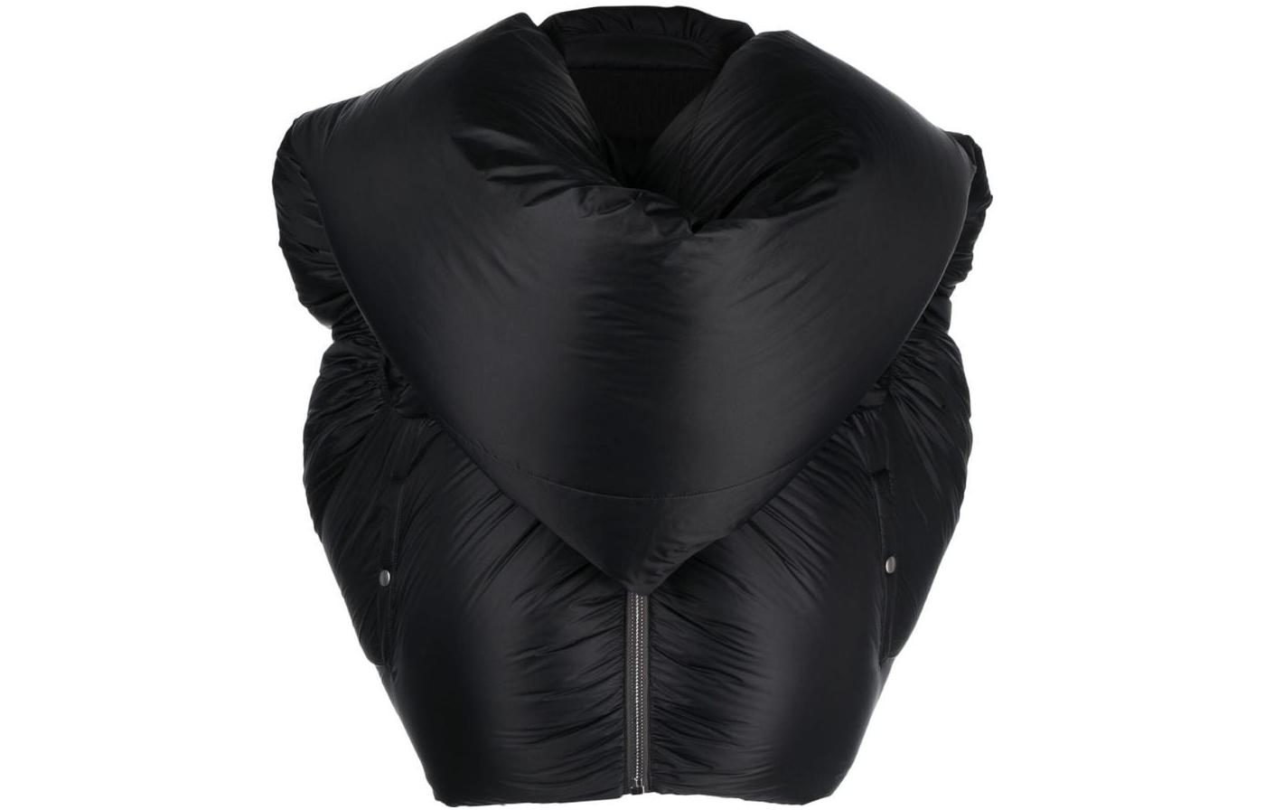 RICK OWENS /RO FW22 solid color padded design padded vest, men's black