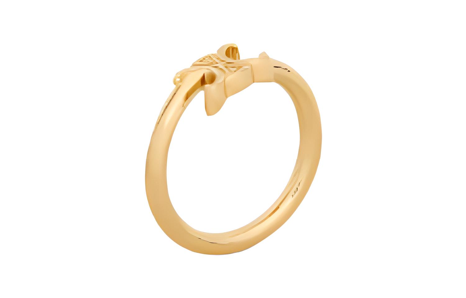 CELINE Celine TRIOMPHE ASYMMETRIC gold-finished brass engraved with CELINE logo brass ring women's gold