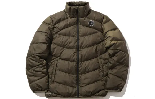 Li Ning Down Jackets Men's Dark Olive Green Stand Collar Moderate