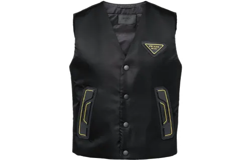 PRADA Vests Men's Black V Neck Moderate Other