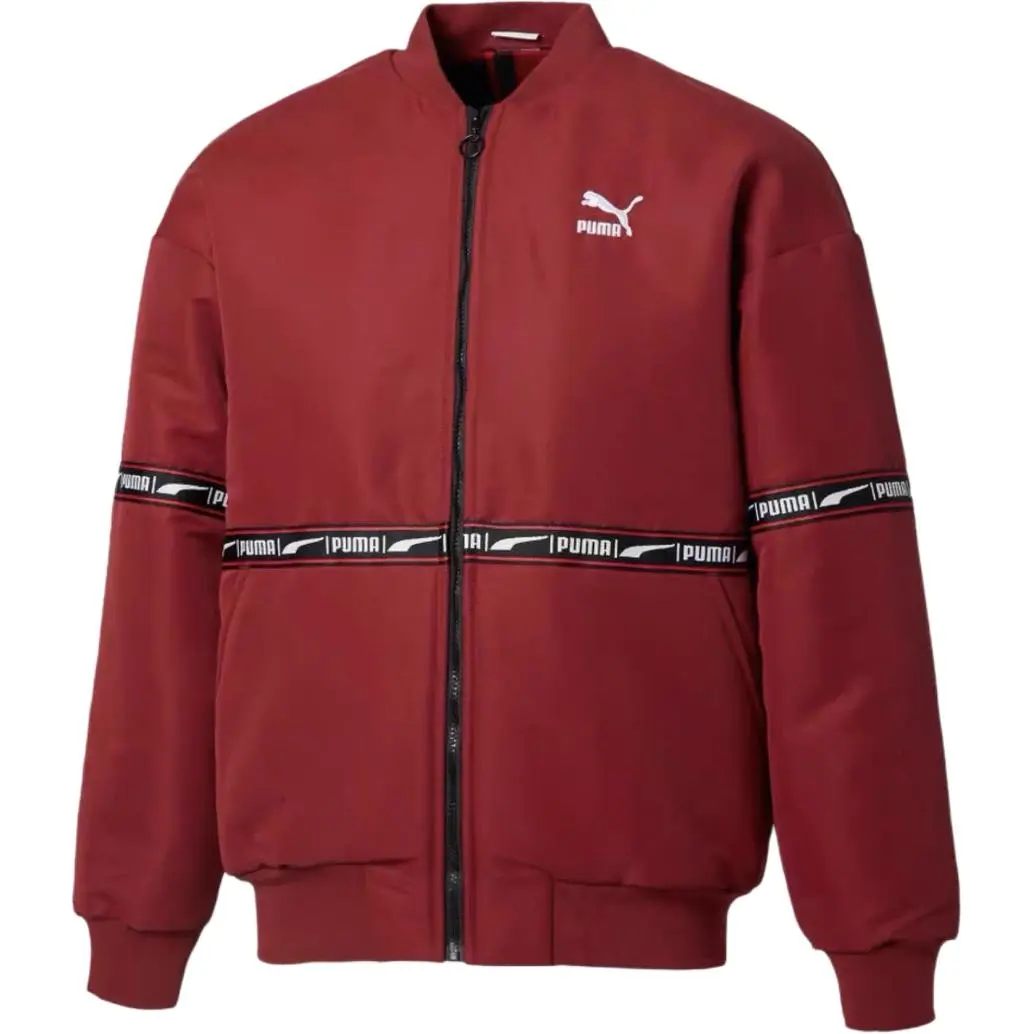 PUMA Puffer Jackets Men's Red Stand Collar Moderate Baseball Puffer Jacket