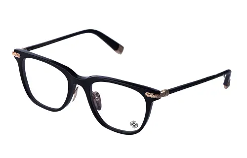 Chrome Hearts Patterned Print Plate Frame Irregular Shape Eyeglass Frames Unisex Black