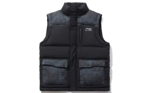Li Ning Down Vests Men's Black Stand Collar Thickened Other