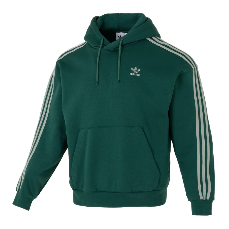 Мужское худи adidas с полосками (зеленое)