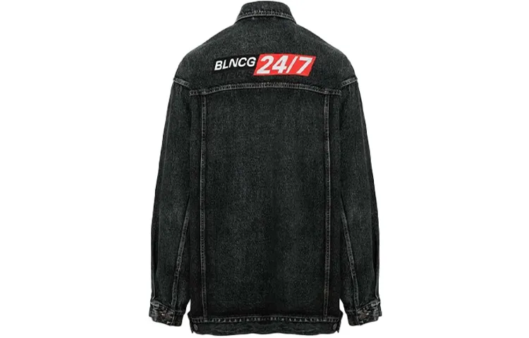 Balenciaga Denim Jacket Loose Fit Men's Black Gray