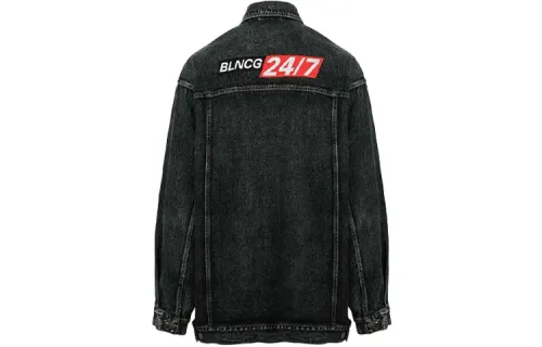 Balenciaga Denim Jacket Loose Fit Men's Black Gray
