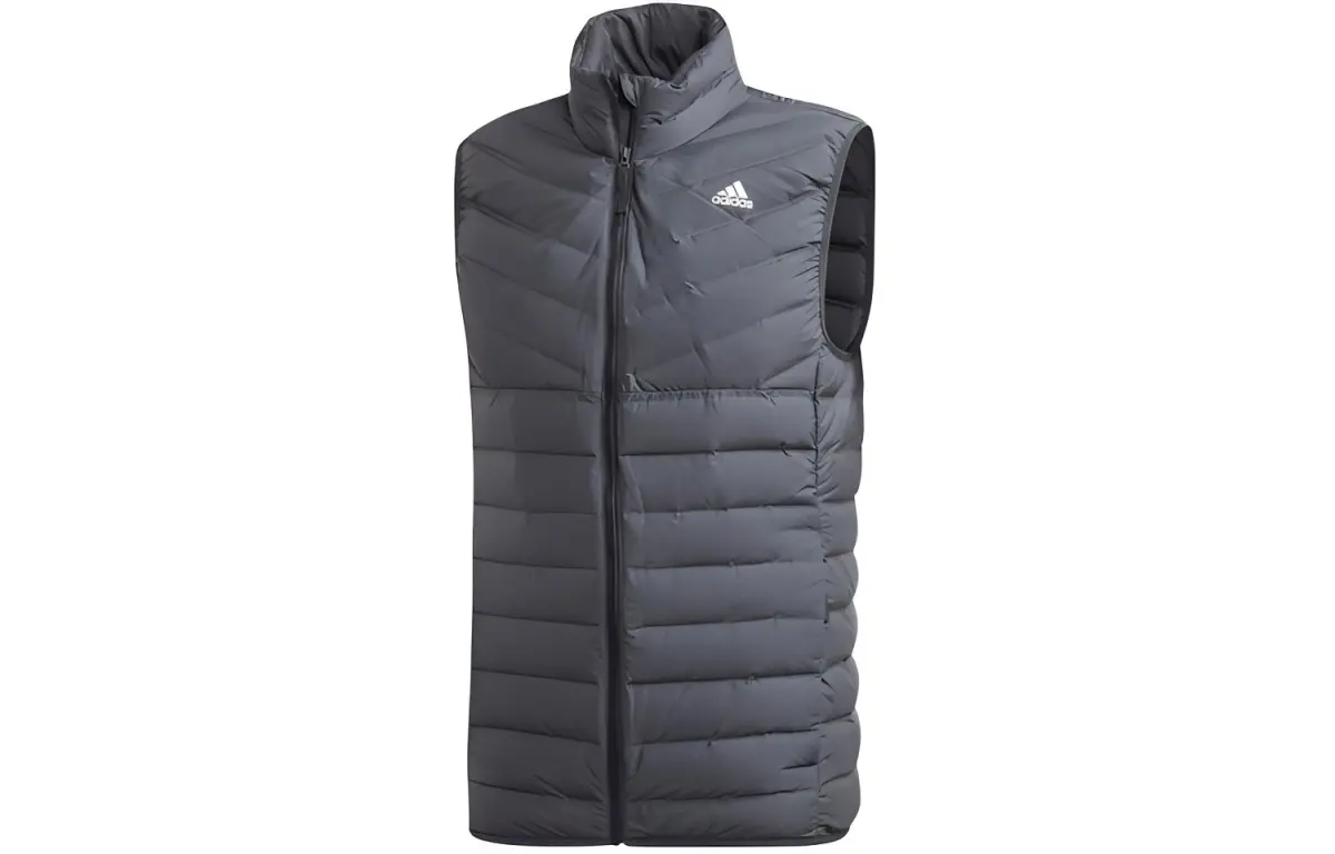 Adidas Down Vests Men's Gray Moderate Straight Fit