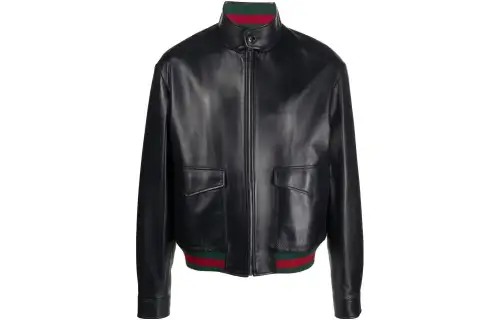 GUCCI Jackets Men's Black Stand Collar Moderate Other