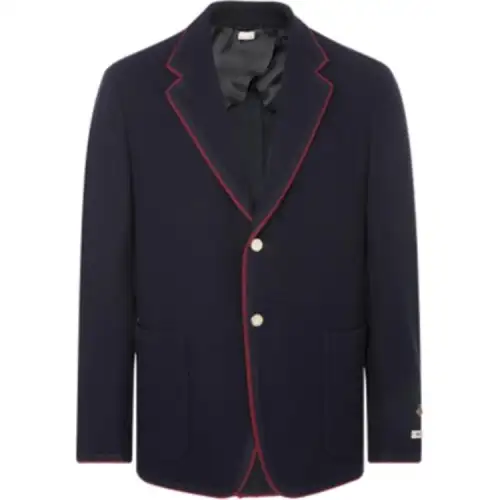 GUCCI Business Suits Men's Dark Sky Blue Suit Collar Moderate Business Suit