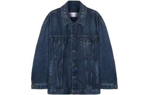 OFF-WHITE eyelet-embellishment denim jacket