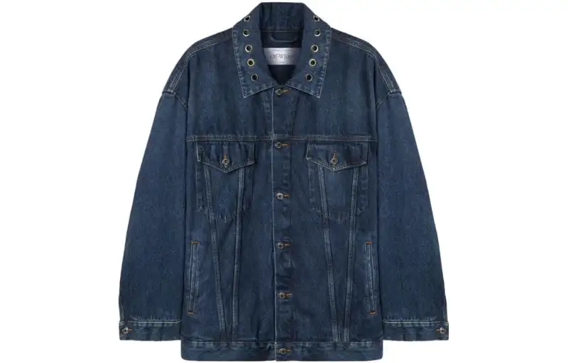 OFF-WHITE eyelet-embellishment denim jacket