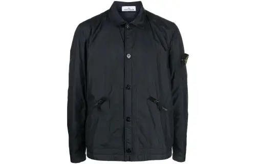 STONE ISLAND Logo Patch Button Up Overshirt Jacket