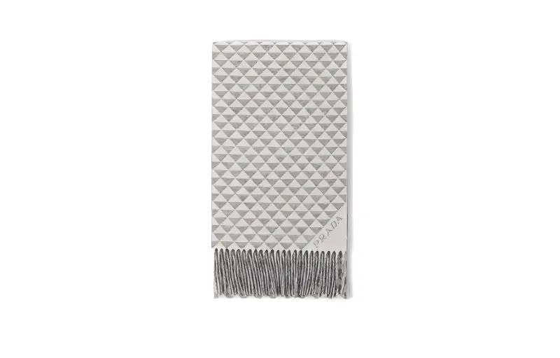 PRADA Symbole Reversible Fringed Scarf