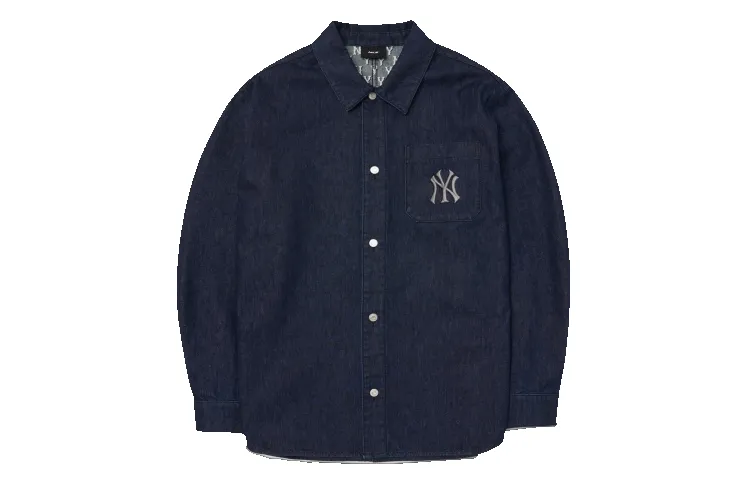 MLB Denim Jackets Men's Blue Lapel Moderate Straight Fit
