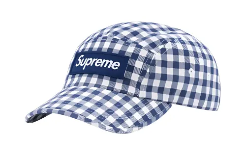 Supreme 100% Cotton Plaid Twill Baseball Caps Unisex Blue/White