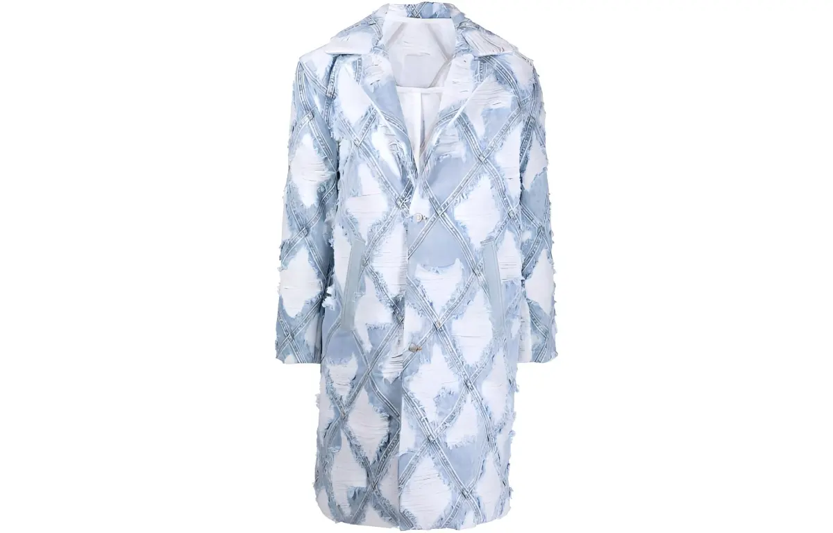 Diesel distressed-denim patchwork coat
