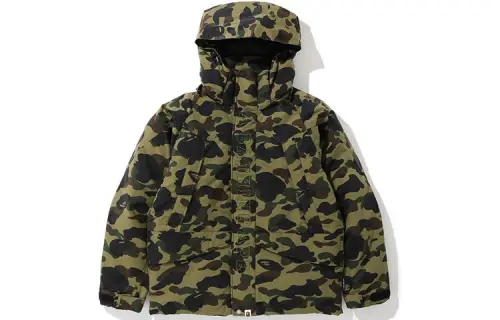 A BATHING APE BAPE 1st Camo Snowboard Down Jacket Camo Hat Detachable Ski Jacket with Down Jacket Winter Down Jacket Men's Army Green