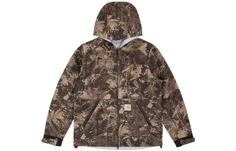Carhartt WIP Windbreaker Jackets Unisex Green Tree Camouflage Hooded Thickened