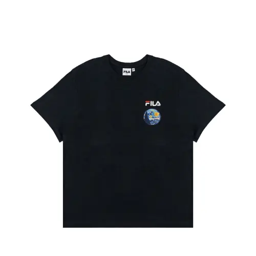 FILA T Shirts Unisex Black Blk Crew Neck Moderate Straight Fit