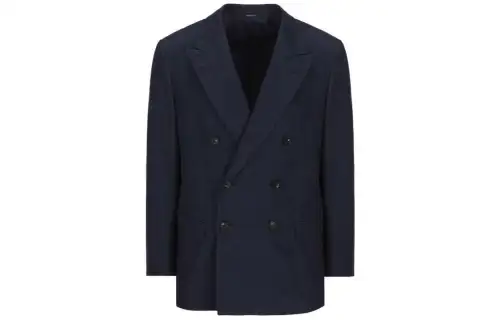 Loro Piana Business Suits Men's Dark Blue Suit Collar Moderate Business Suit