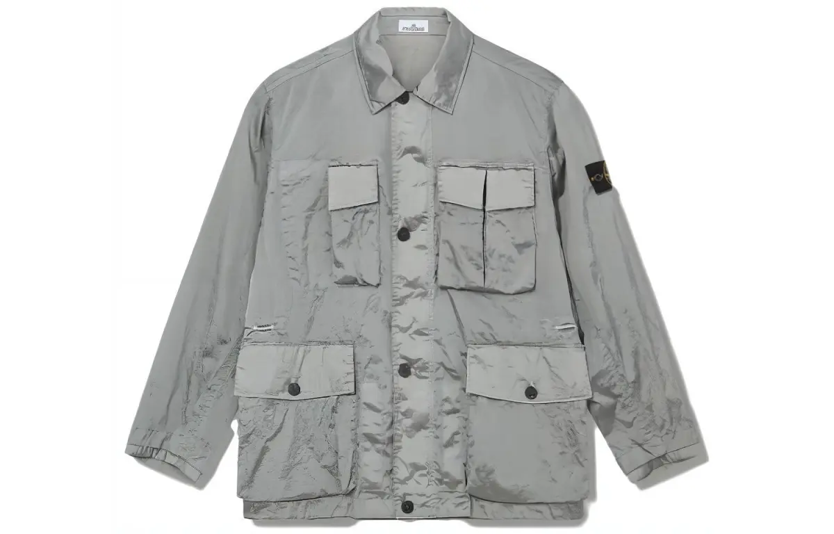 STONE ISLAND SS23 Jackets & Coats Men's Metallic Silver Blue
