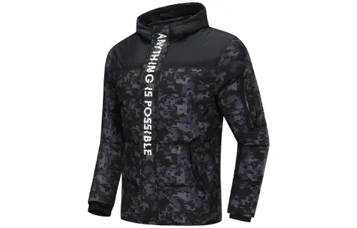 Li Ning Down Jackets Men's New Standard Black Hooded Moderate