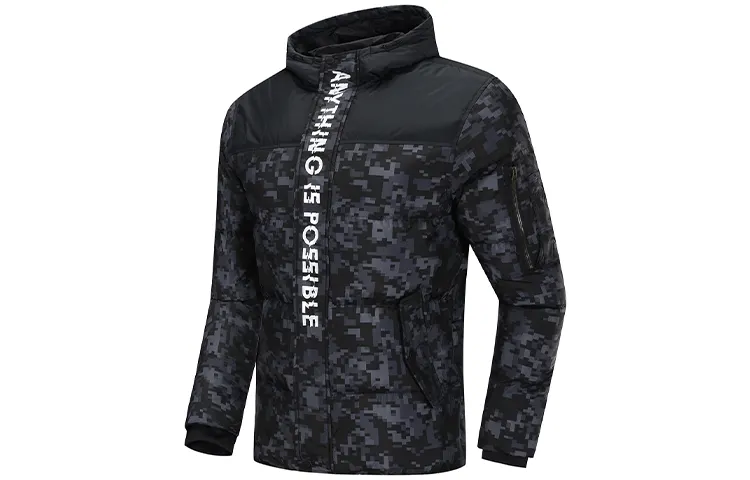 Li Ning Down Jackets Men's New Standard Black Hooded Moderate